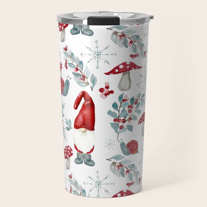 Gnome For The Holidays - Christmas Pattern Travel Mug Gallery Image 1