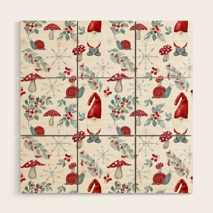 Gnome For The Holidays - Christmas Pattern Wood Wall Art Gallery Image 1