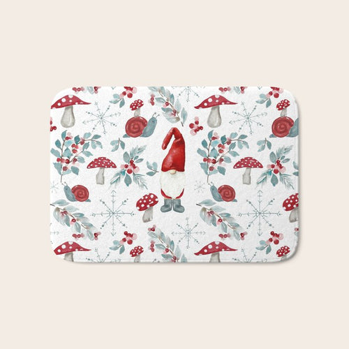 Gnome For The Holidays - Christmas Pattern Bath Mat Gallery Image 1