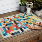 Colorful Retro Elements Outdoor Rug Gallery Image 2