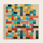 Colorful Retro Elements Wood Wall Art Gallery Image 1