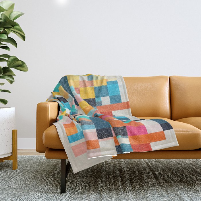 Colorful Retro Elements Throw Blanket Gallery Image 1