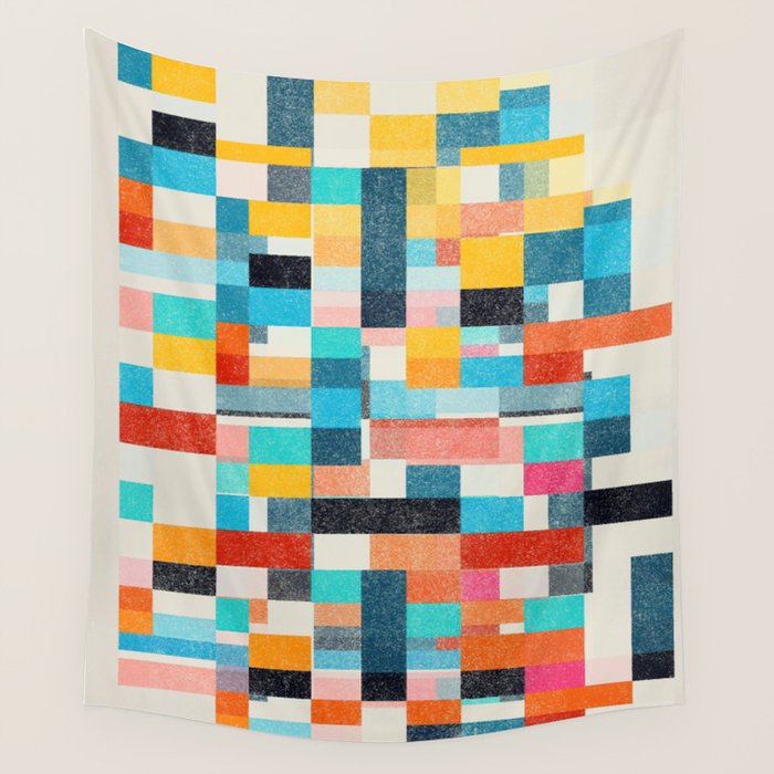 Colorful Retro Elements Wall Tapestry Gallery Image 4