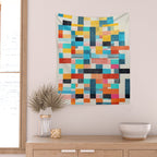 Colorful Retro Elements Wall Tapestry Gallery Image 2
