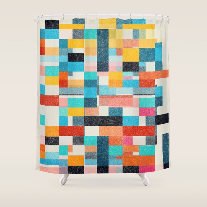 Colorful Retro Elements Shower Curtain Gallery Image 1