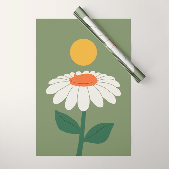Cat and Plant 63 Blossom Day Wrapping Paper Gallery Image 1