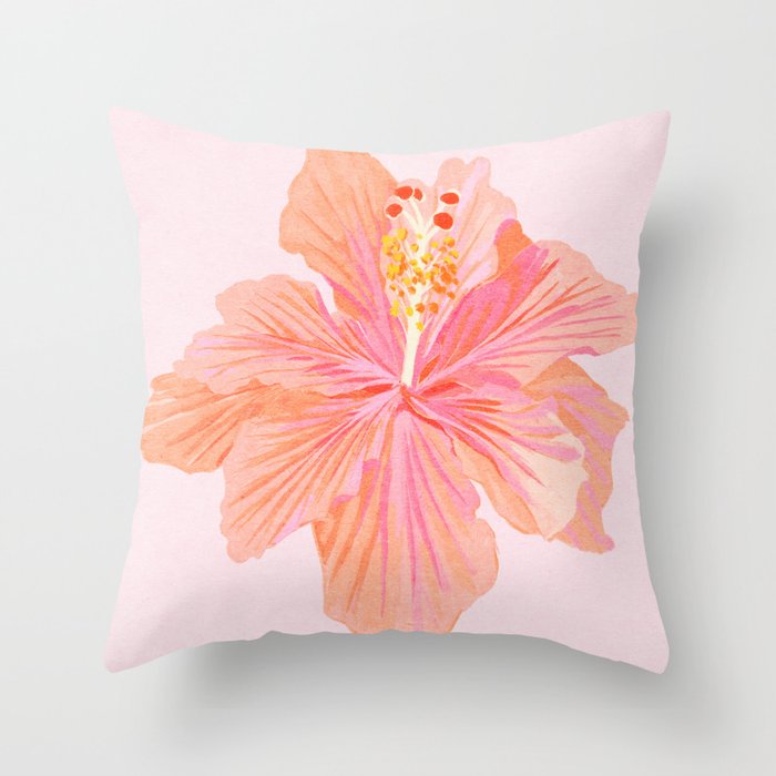 Hibiscus Flower Throw Pillow