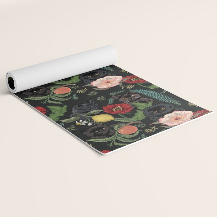 Botanical and Black Cats Yoga Mat Gallery Image 2