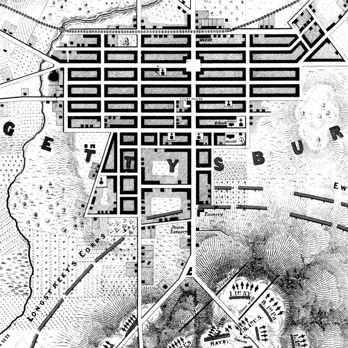 Vintage Map of The Gettysburg Battlefield (1863)BW Coffee Mug Gallery Image 2