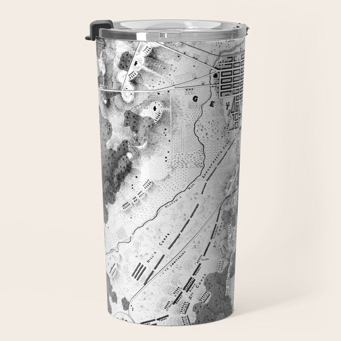Vintage Map of The Gettysburg Battlefield (1863)BW Travel Mug Gallery Image 3
