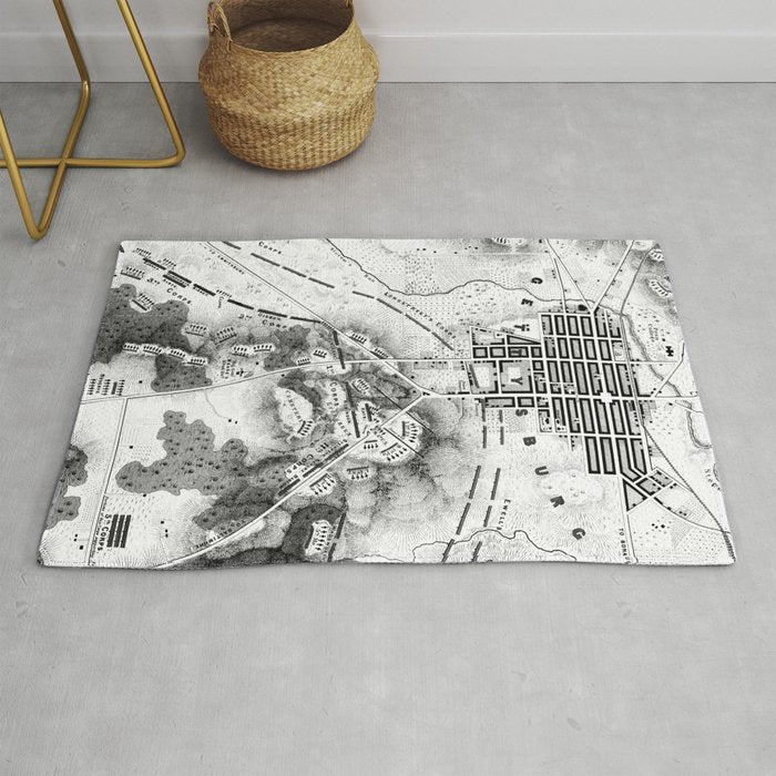 Vintage Map of The Gettysburg Battlefield (1863)BW Rug Gallery Image 1