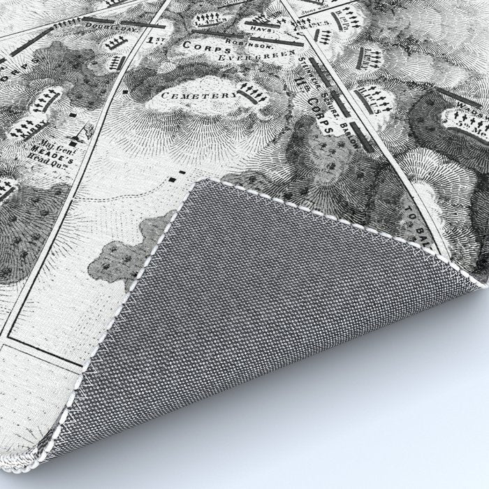 Vintage Map of The Gettysburg Battlefield (1863)BW Rug Gallery Image 4