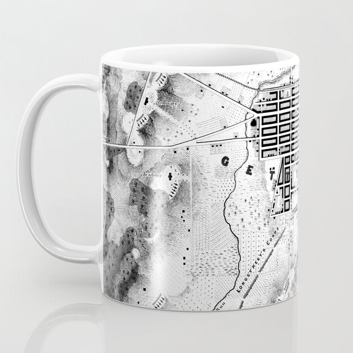 Vintage Map of The Gettysburg Battlefield (1863)BW Coffee Mug Gallery Image 3