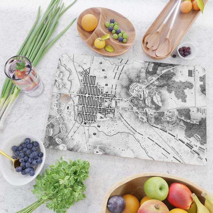 Vintage Map of The Gettysburg Battlefield (1863)BW Cutting Board Gallery Image 2