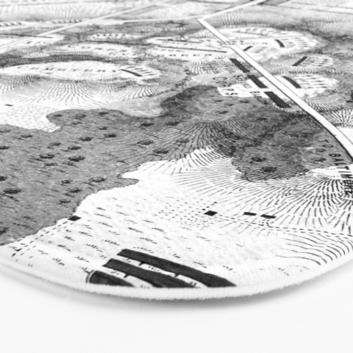 Vintage Map of The Gettysburg Battlefield (1863)BW Bath Mat Gallery Image 3
