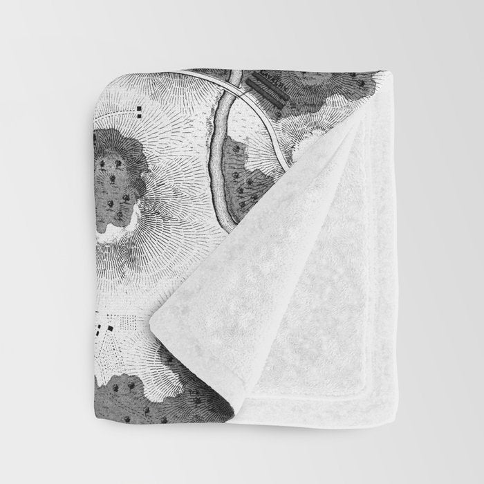 Vintage Map of The Gettysburg Battlefield (1863)BW Throw Blanket Gallery Image 3