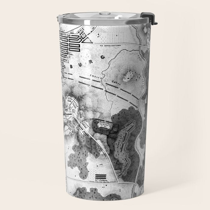 Vintage Map of The Gettysburg Battlefield (1863)BW Travel Mug Gallery Image 2
