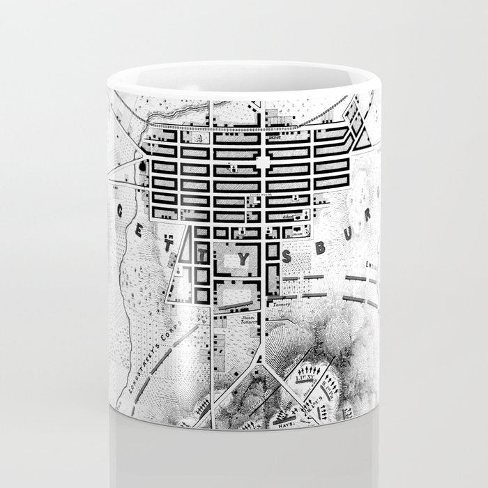 Vintage Map of The Gettysburg Battlefield (1863)BW Coffee Mug Gallery Image 4