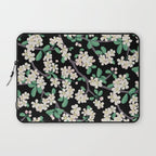 Apple Blossom Pattern on Black Laptop Sleeve Gallery Image 1