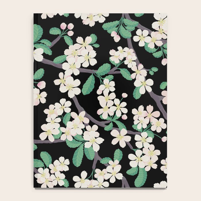 Apple Blossom Pattern on Black Notebook Gallery Image 4