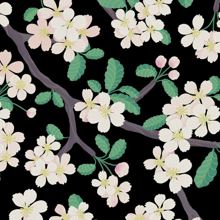 Apple Blossom Pattern on Black Coffee Mug Gallery Image 2