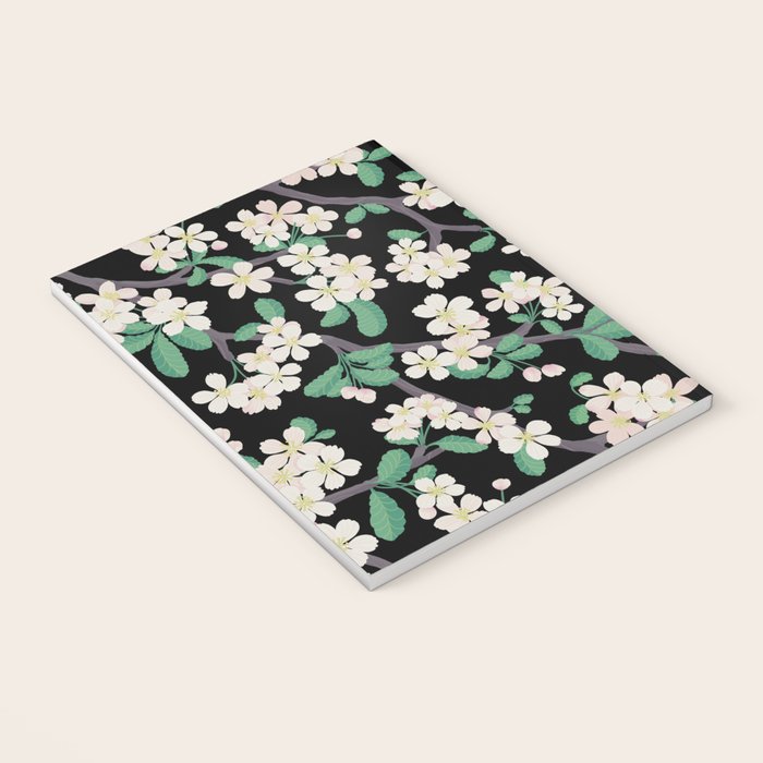 Apple Blossom Pattern on Black Notebook Gallery Image 3
