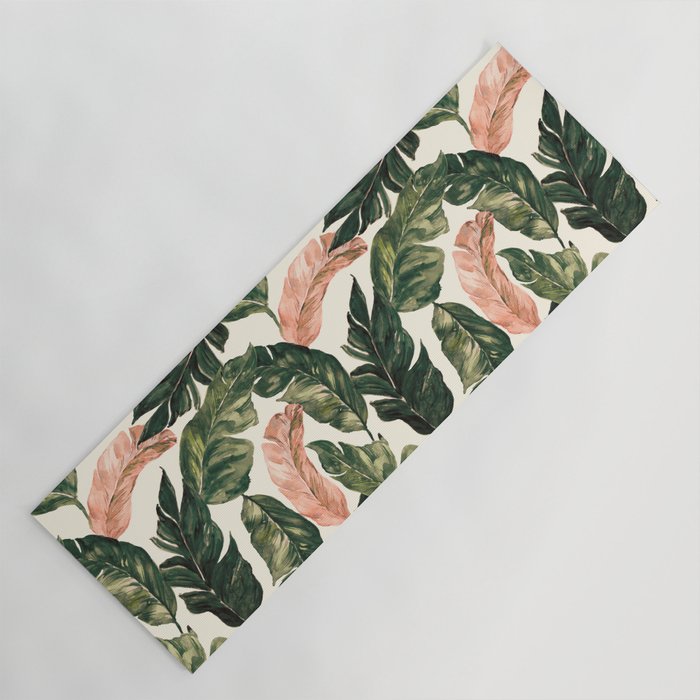 Leaf green and pink Yoga Mat Gallery Image 1
