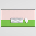 Lime Green and Pale Pink Fresh Minimalist Color Block Desk Mat Gallery Image 1