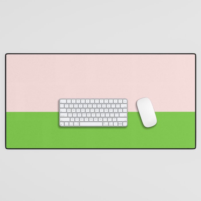 Lime Green and Pale Pink Fresh Minimalist Color Block Desk Mat Gallery Image 1