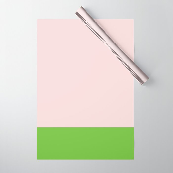 Lime Green and Pale Pink Fresh Minimalist Color Block Wrapping Paper Gallery Image 1