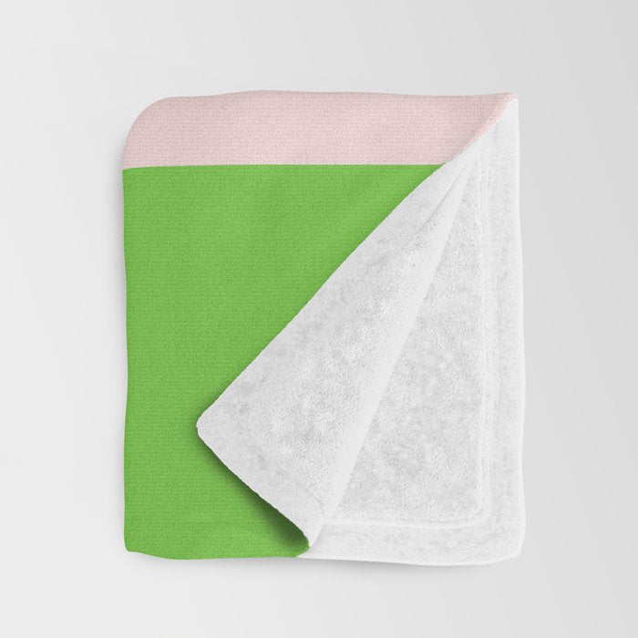 Lime Green and Pale Pink Fresh Minimalist Color Block Throw Blanket Gallery Image 3