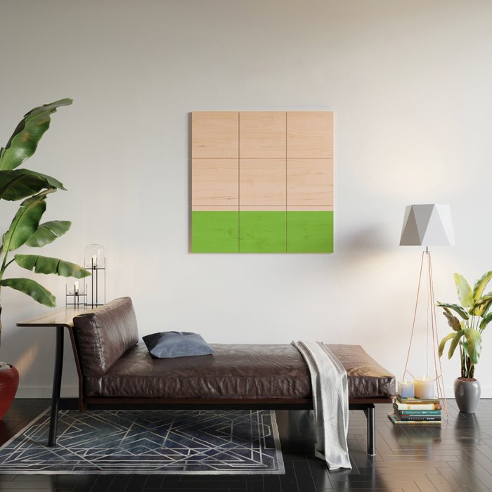 Lime Green and Pale Pink Fresh Minimalist Color Block Wood Wall Art Gallery Image 2
