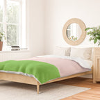 Lime Green and Pale Pink Fresh Minimalist Color Block Duvet Cover Gallery Image 2
