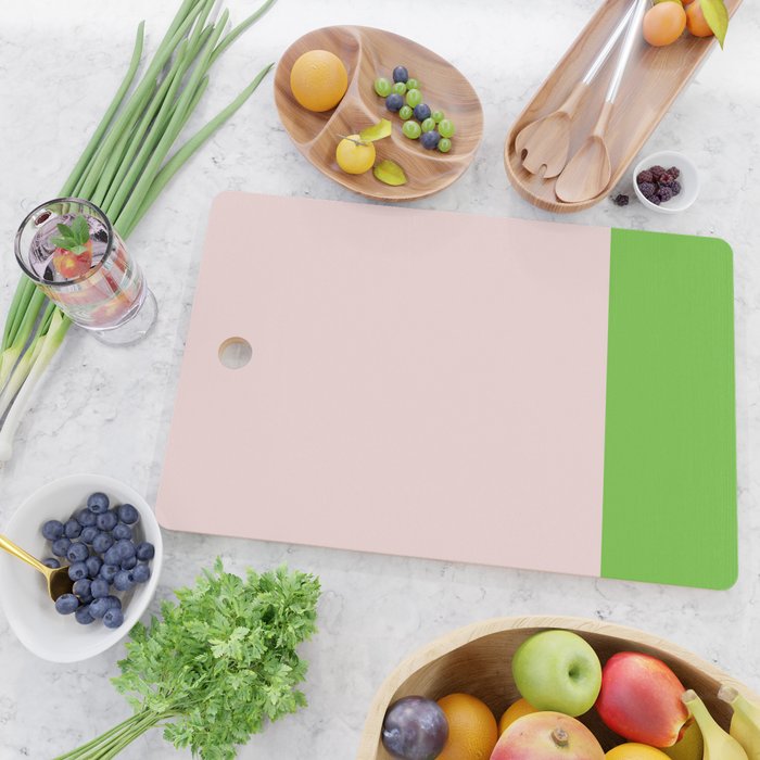 Lime Green and Pale Pink Fresh Minimalist Color Block Cutting Board Gallery Image 2