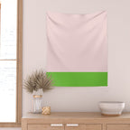 Lime Green and Pale Pink Fresh Minimalist Color Block Wall Tapestry Gallery Image 2