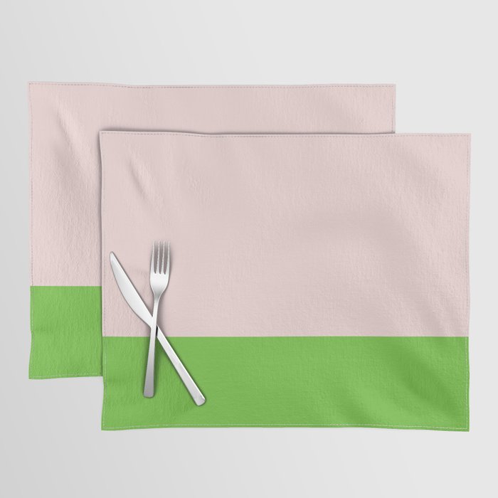 Lime Green and Pale Pink Fresh Minimalist Color Block Placemat Gallery Image 1