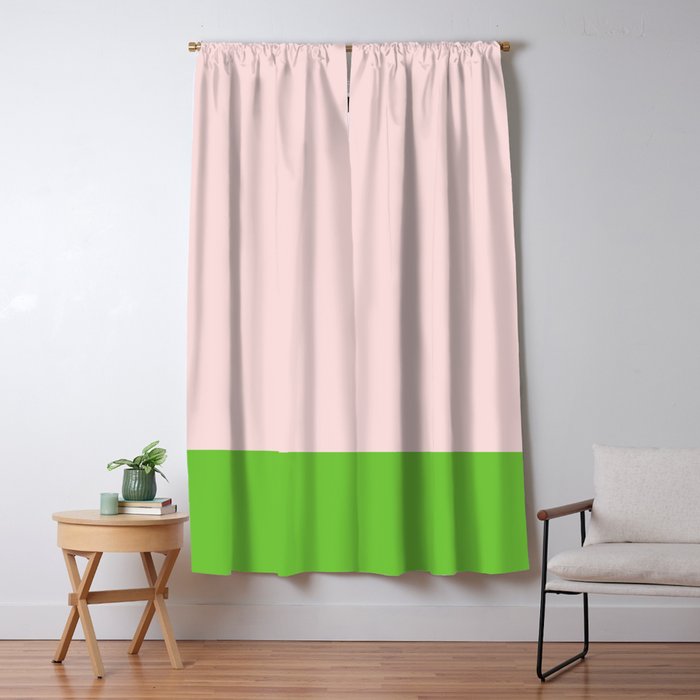 Lime Green and Pale Pink Fresh Minimalist Color Block Window Curtain Gallery Image 1