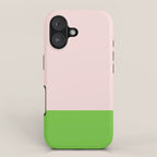 Lime Green and Pale Pink Fresh Minimalist Color Block iPhone Case Gallery Image 1