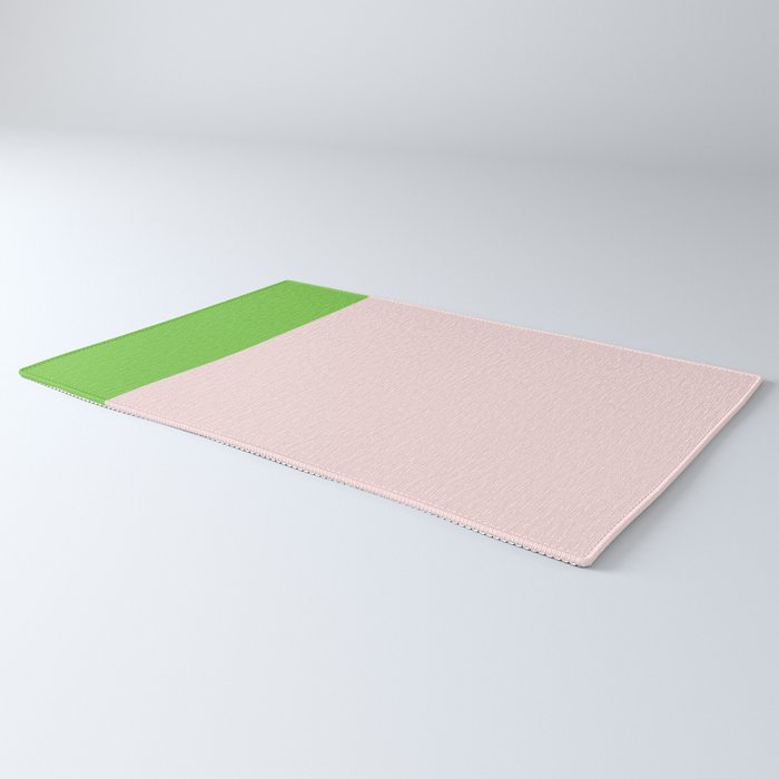 Lime Green and Pale Pink Fresh Minimalist Color Block Rug Gallery Image 3
