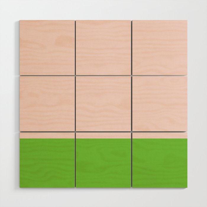 Lime Green and Pale Pink Fresh Minimalist Color Block Wood Wall Art Gallery Image 1