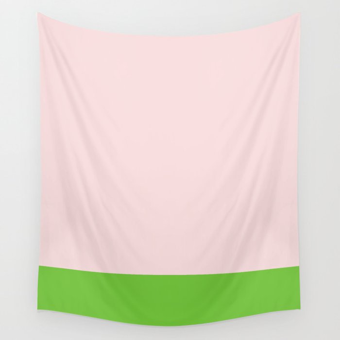Lime Green and Pale Pink Fresh Minimalist Color Block Wall Tapestry Gallery Image 4