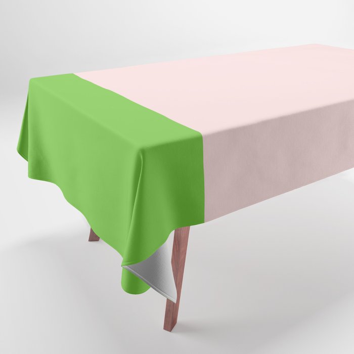 Lime Green and Pale Pink Fresh Minimalist Color Block Tablecloth Gallery Image 1
