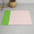 Lime Green and Pale Pink Fresh Minimalist Color Block Rug Gallery Image 1