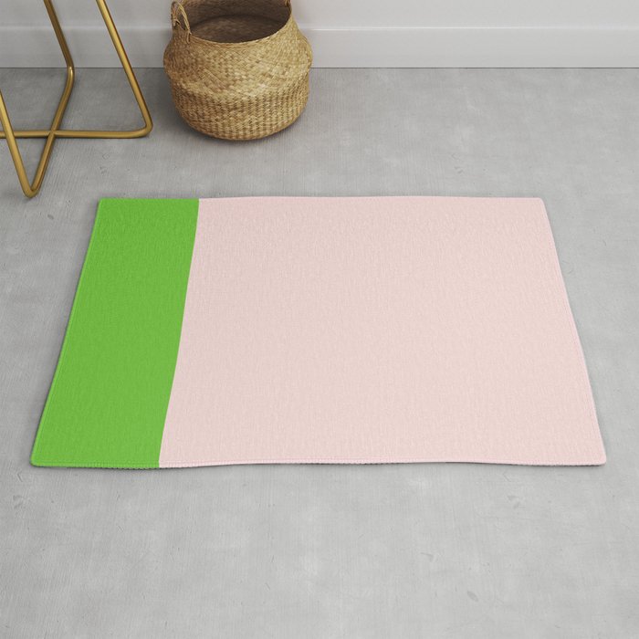 Lime Green and Pale Pink Fresh Minimalist Color Block Rug Gallery Image 1
