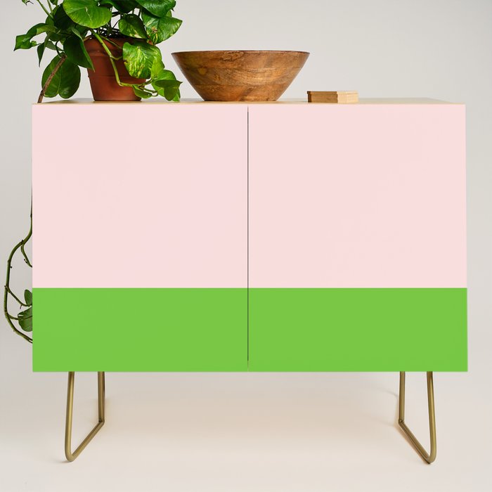 Lime Green and Pale Pink Fresh Minimalist Color Block Credenza Gallery Image 1