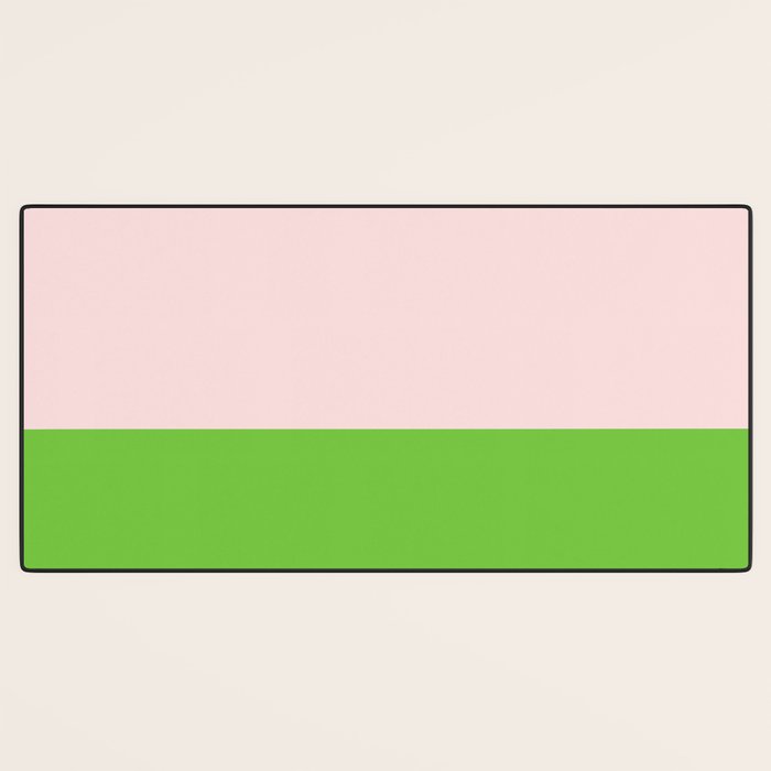 Lime Green and Pale Pink Fresh Minimalist Color Block Desk Mat Gallery Image 3