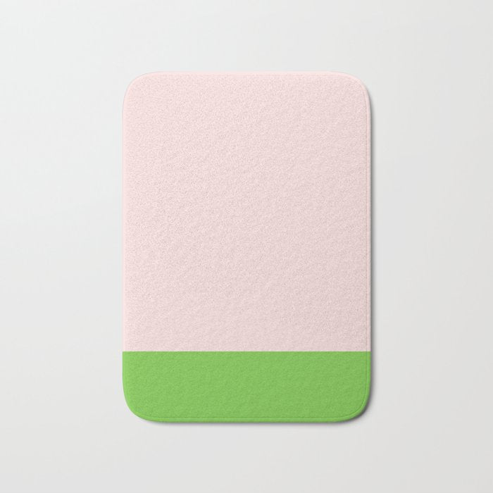 Lime Green and Pale Pink Fresh Minimalist Color Block Bath Mat Gallery Image 1