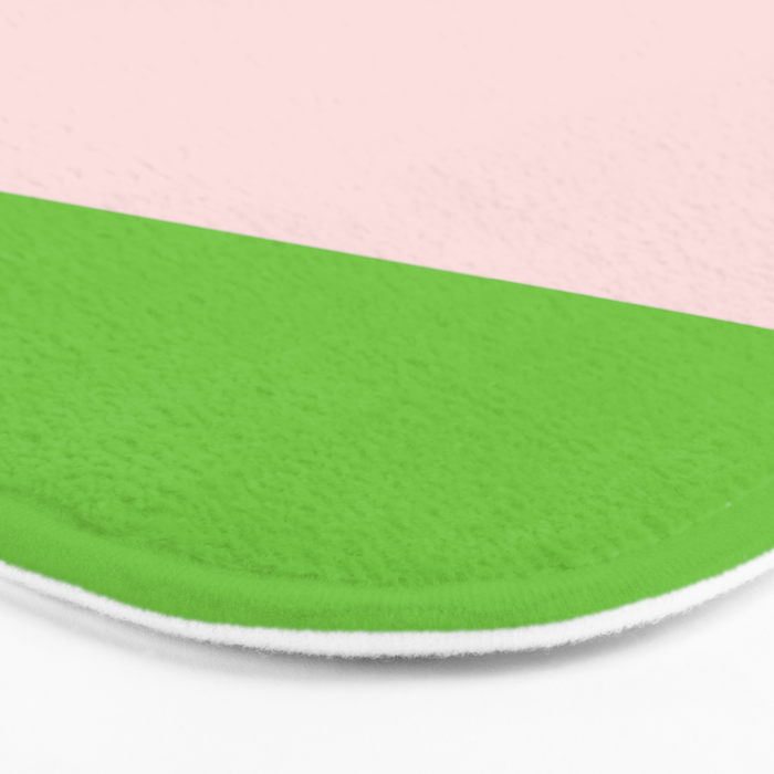 Lime Green and Pale Pink Fresh Minimalist Color Block Bath Mat Gallery Image 3