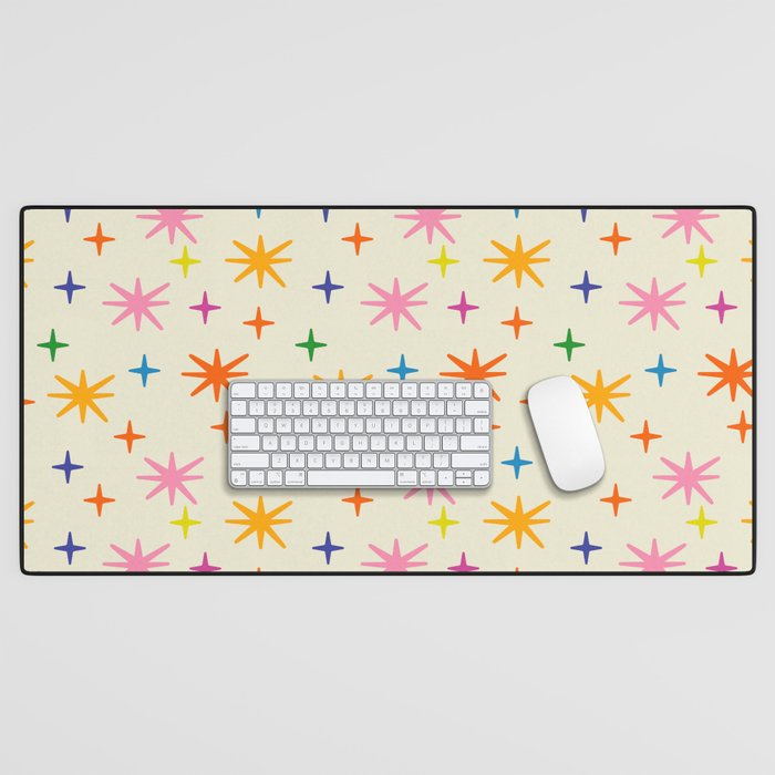 Twinkly Stars Cute and Colorful Pattern Desk Mat Gallery Image 1