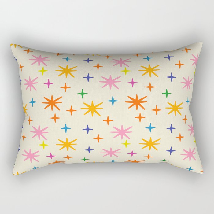 Twinkly Stars Cute and Colorful Pattern Rectangular Pillow Gallery Image 1